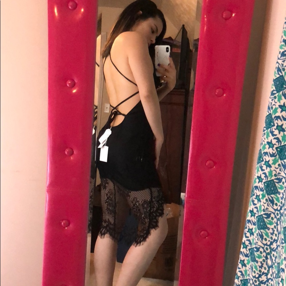Lace up back midi dress